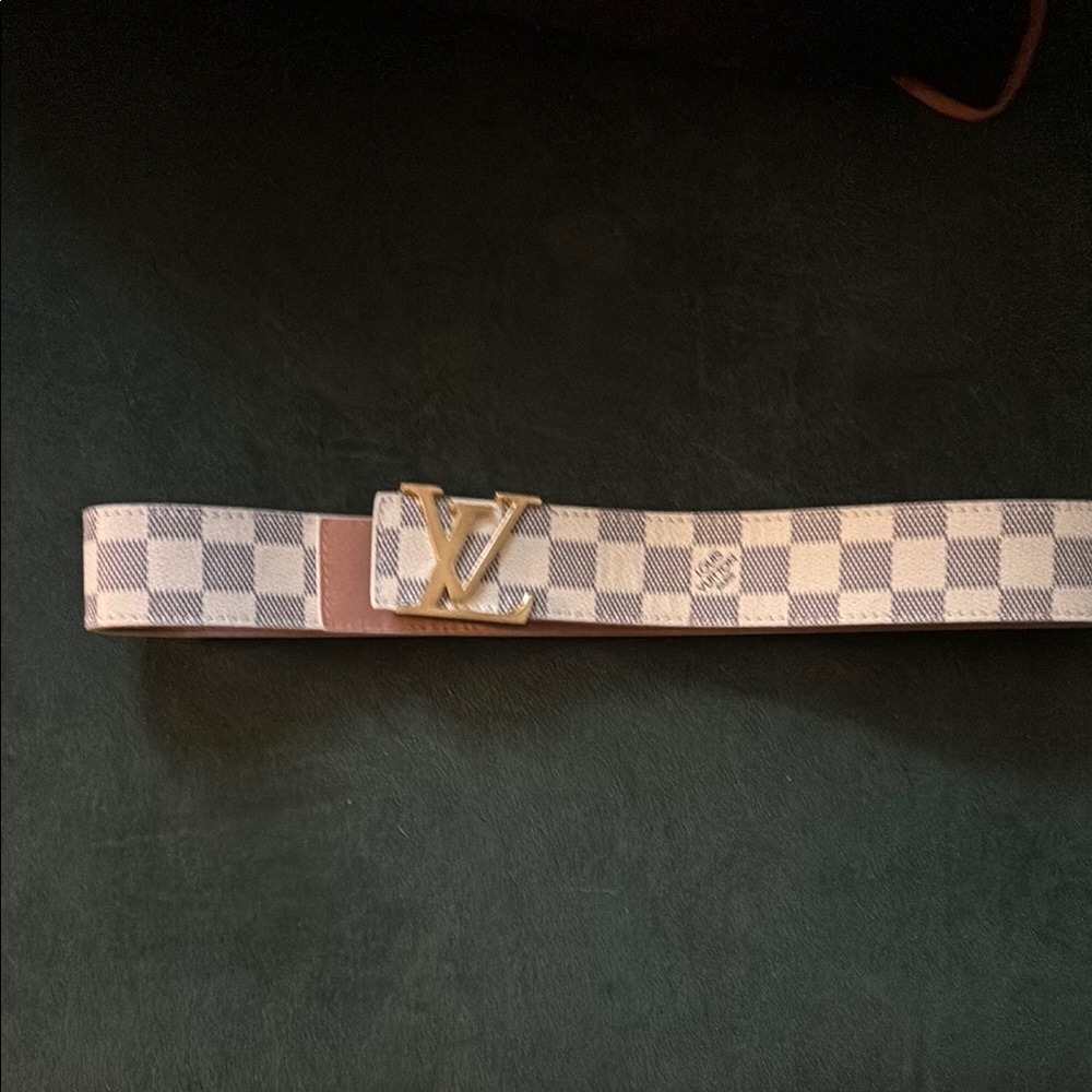 Louis Vuitton Checkered Belt - White and Gray